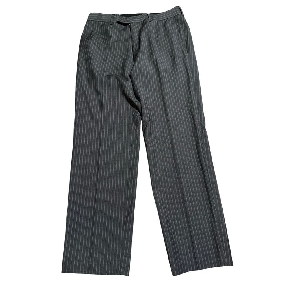 Hugo Boss 100% Virgin Wool Charcoal Gray Pinstripe Dress Pants, Men's 34x32